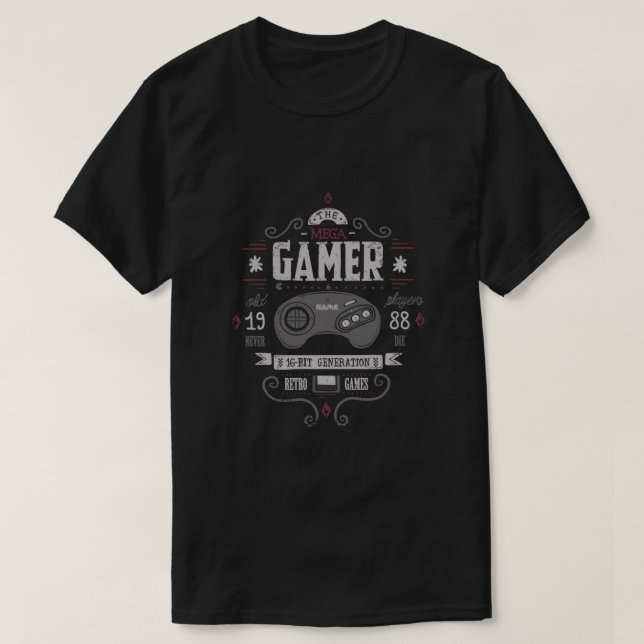Camiseta Jogos retrorados - Gênese Sega de 16 bits - Gama d (Frente do Design)