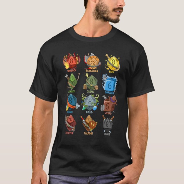 Camiseta Jogos Tabletop Função de Nerd Jogar Dice Jogo Jogo (Frente)