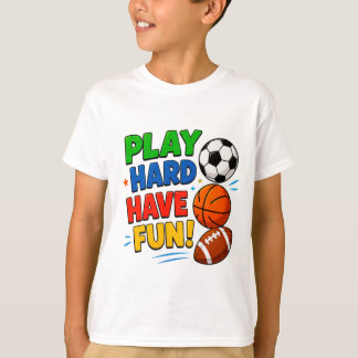 Camiseta 🎮 Jogue Duro Divirta-se Presente para Crianças ⭐