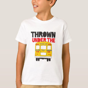 Camiseta Jogue embaixo do ônibus escolar amarelo