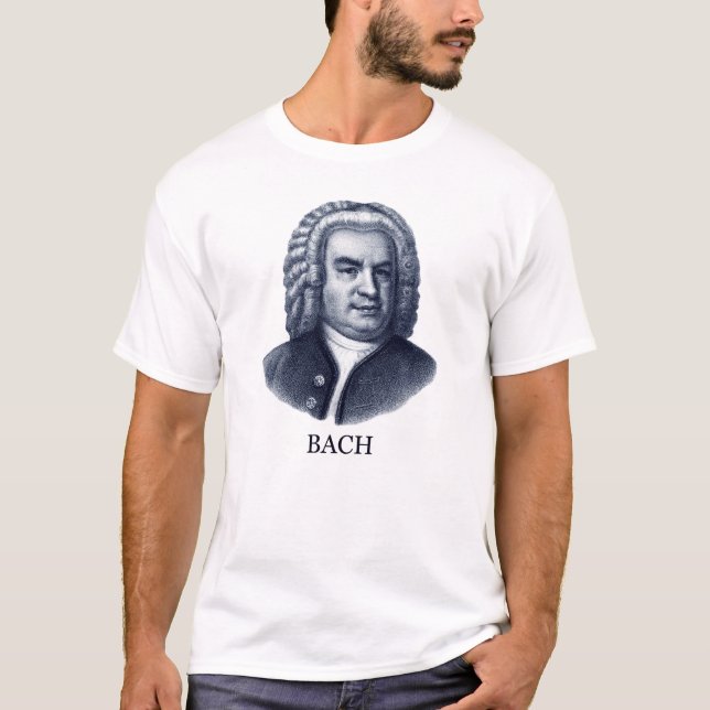 Camiseta Johann Sebastian Bach, azul (Frente)
