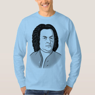 Camiseta Johann Sebastian Bach Cartoon Weiß em schwarz, Est