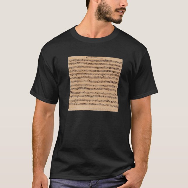 Camiseta Johann Sebastian Bach Handwrite Taille Sheet Mus (Frente)