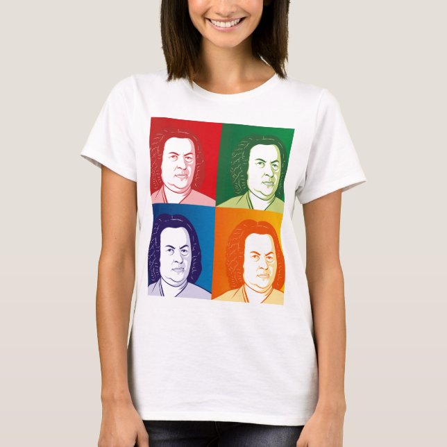 Camiseta Johann Sebastian Bach im Cartoon Stil (Frente)