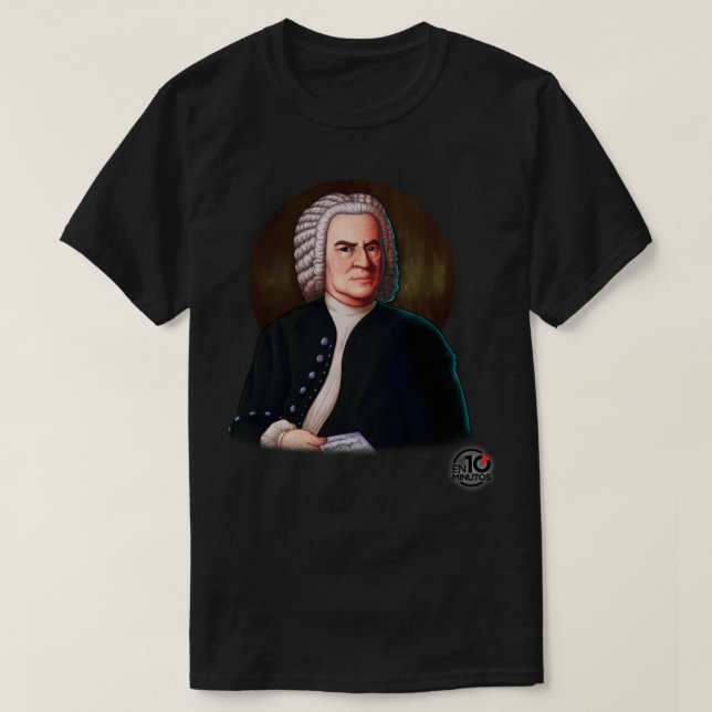 Camiseta Johann Sebastian Bach + logotipo en10ContraSticker (Frente do Design)