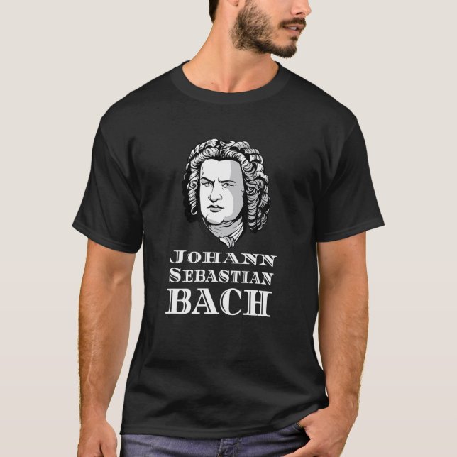 Camiseta Johann Sebastian Bach Portrait Composer Clássico (Frente)