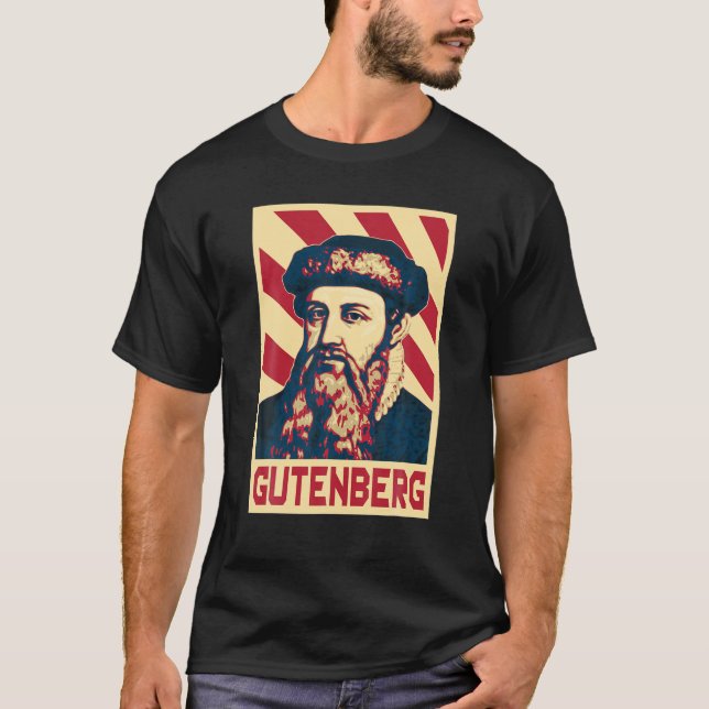 Camiseta Johannes Gutenberg Imprimindo Técnica de Imprensa  (Frente)