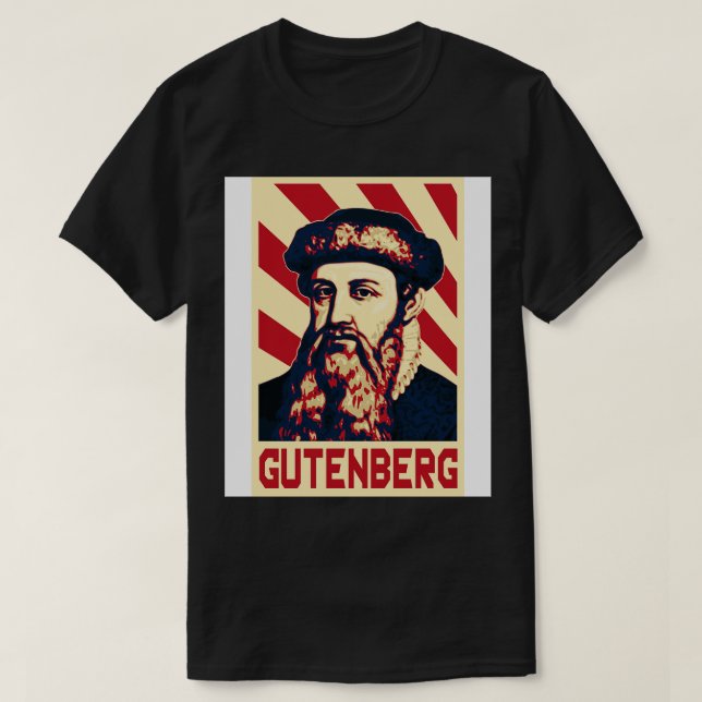 Camiseta Johannes Gutenberg Retro (Frente do Design)