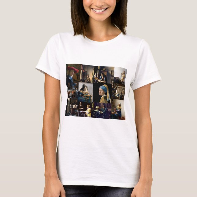 Camiseta Johannes Vermeer - Patchwork de obras-primas (Frente)
