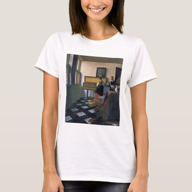 Camiseta Johannes Vermeer, van Delft, A lição de música (Frente)