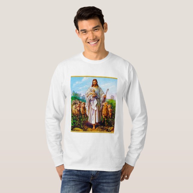 Camiseta John 10:7-21 Eu sou o bom pastor (Frente Completa)