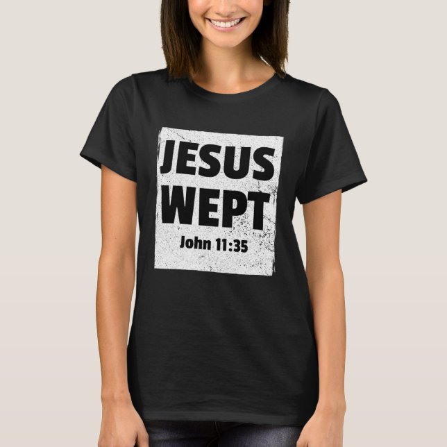 Camiseta JOHN 1135 JESUS WEPT Christian Bible Verse Compass (Frente)