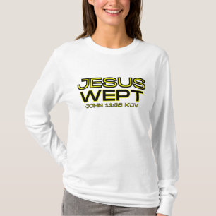 Camiseta John 11:35 Bíblia Verse Citação Longa Capa de Mulh