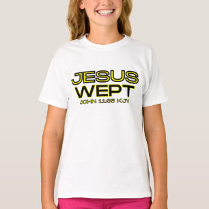 Camiseta John 11:35 Bíblia Verse KJV Cote Girl