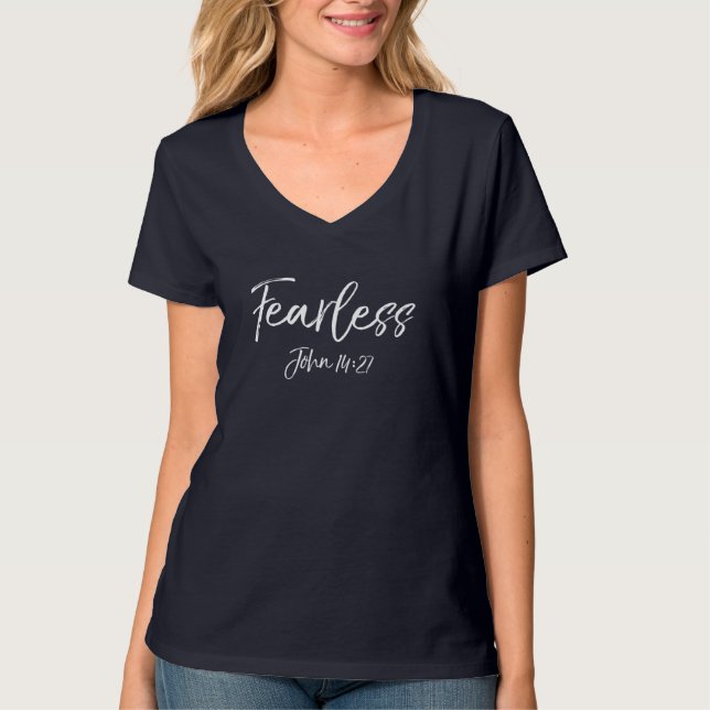 Camiseta John 1427 Bíblia Verse Citação Dom Mulher Cristã (Frente)