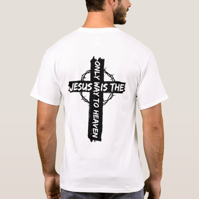 Camiseta John 14:6 Bible Verse Christian Tee on White (Verso)