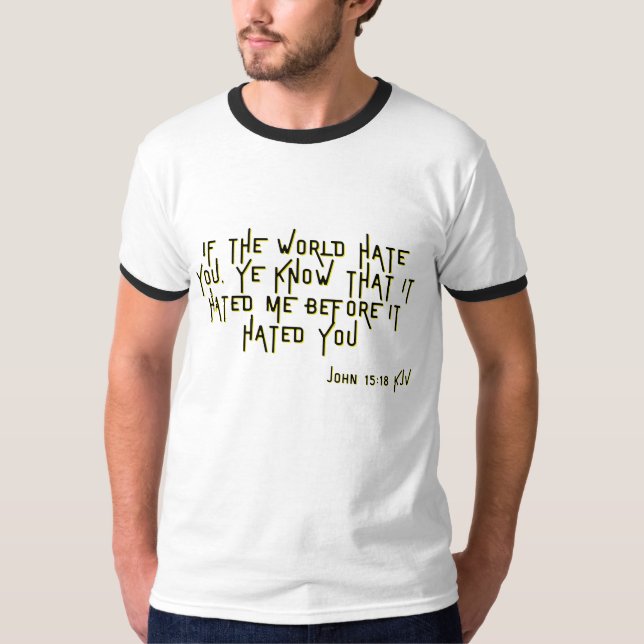Camiseta John 15:18 KJV - Escritura de Bíblia Verse Men's (Frente)