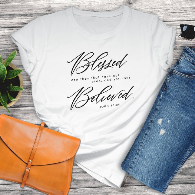 Camiseta John 20:29 Bíblia Verso Branco, Baseado na Fé Cris (Criador carregado)