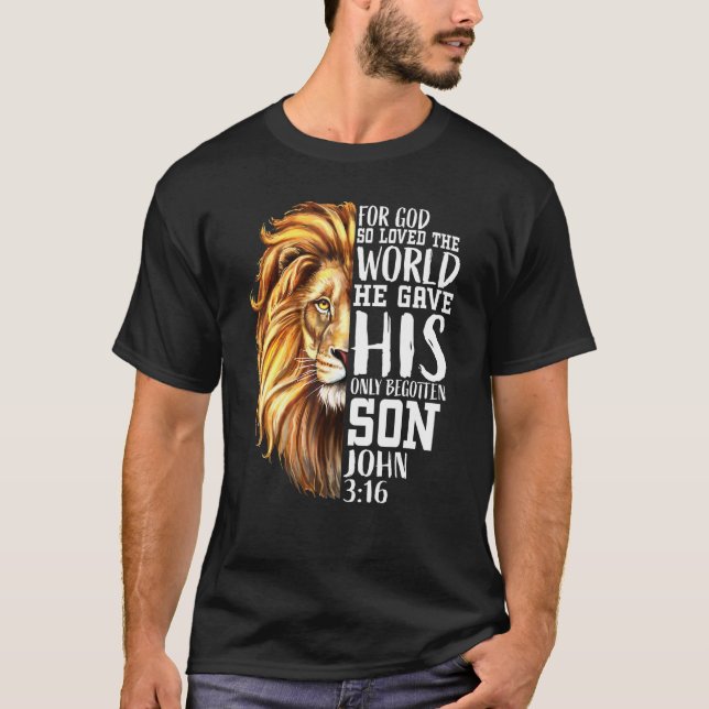 Camiseta John 316 Christian Verse Lion De Judah Love Faith (Frente)