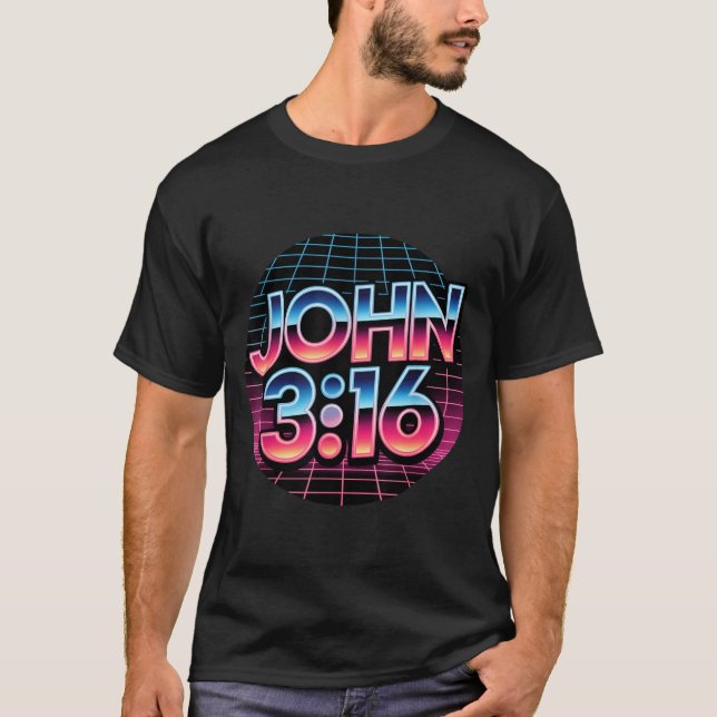Camiseta John 3_16 80s Retro Christian Faith Design  (Frente)