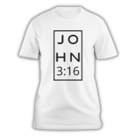 Camiseta John 3:16 Famoso Citação de Bíblias Masculinas