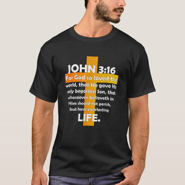 Camiseta John 3 16 KJV Bíblia Christian T Shirt 03 (Frente)