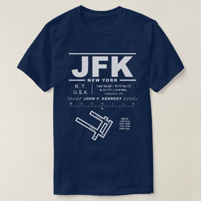 Camiseta John F. Kennedy Aeroporto Internacional JFK T-Shir (Frente do Design)
