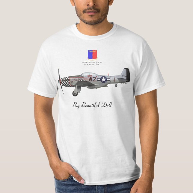 Camiseta John Lander' s P-51 “Big Beautiful Doll " (Frente)