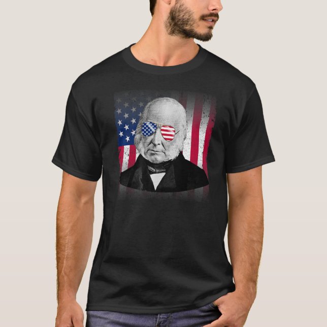 Camiseta John Quincy Adams Bandeira Americana Patriótica 4º (Frente)