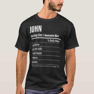Camiseta John Servindo Tamanho das Calorias do Rótulo Nutri