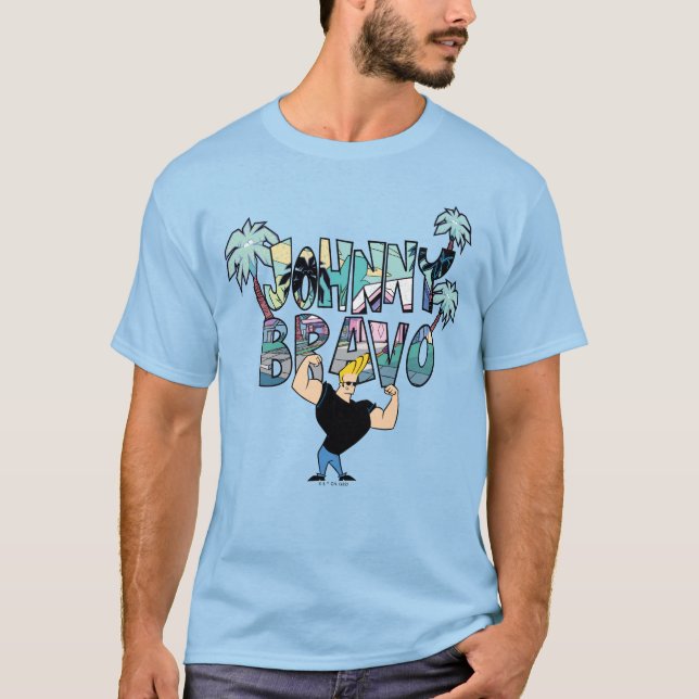 Camiseta Johnny Bravo Palm Tree Name (Frente)