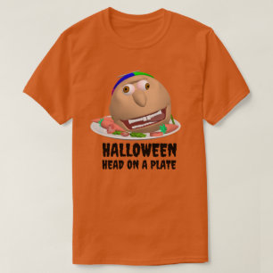 Camiseta Johnny do Halloween Cabeça em um Prato co