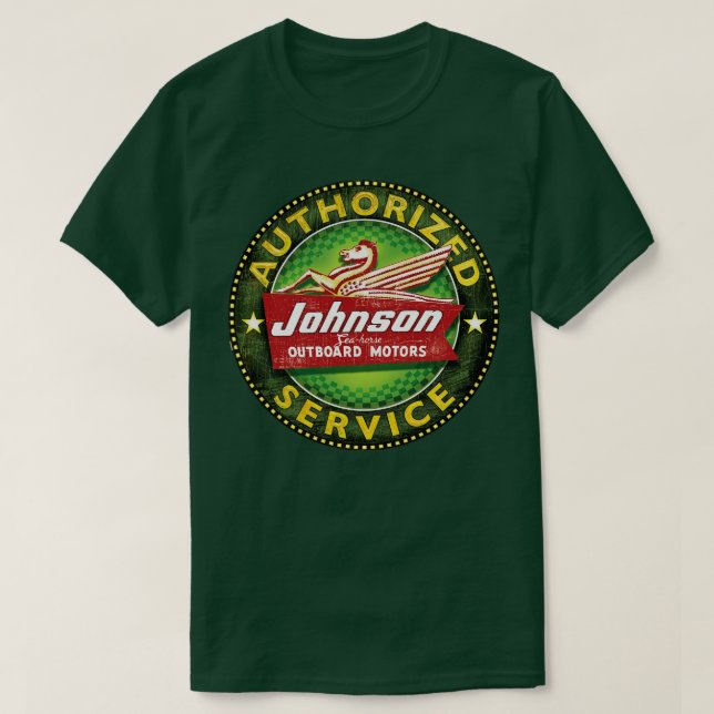Camiseta Johnson Seacavalo Vintage Outboard Motors (Frente do Design)