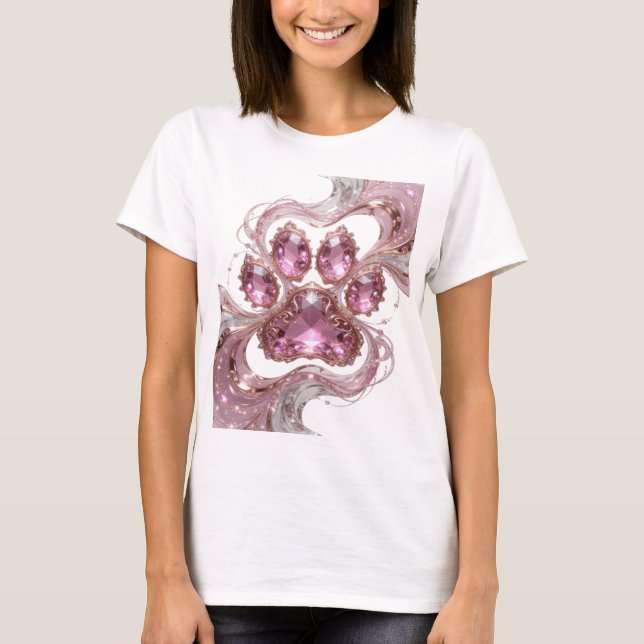 Camiseta Joia cor-de-rosa prateada com arestas vivas ARTE D (Frente)