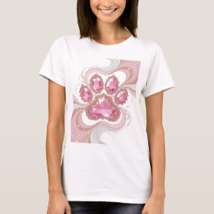 CAMISETA JOIA ROSA PRATA VIBRANTE COM DESENHO DE TEXTO PAW