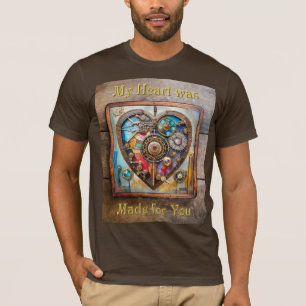 Camiseta Jóias e Coração de Vidro Colorido Série Steampunk