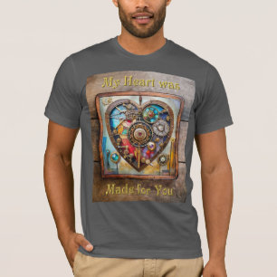 Camiseta Jóias e Coração de Vidro Colorido Série Steampunk