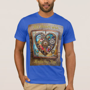 Camiseta Jóias e Coração de Vidro Manchado Série Steampunk