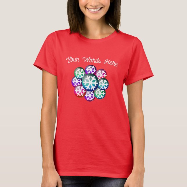 Camiseta Joias Flocos de Neve Adicionam Suas Palavras T-Shi (Frente)