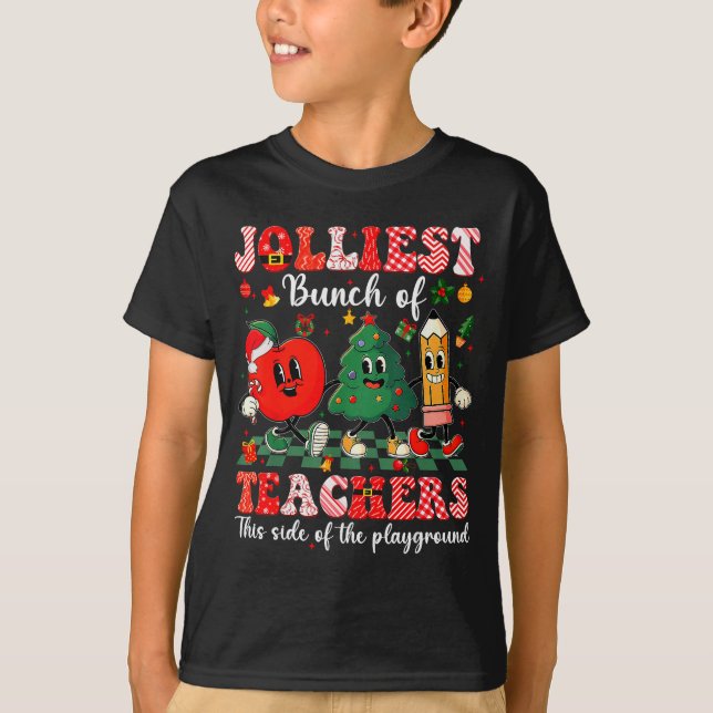 Camiseta Jolliest Bunch Of Teachers Christmas Xmas Teacher  (Frente)