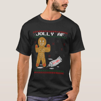 Camiseta Jolly Af Gingerbird Man Body Builder Febre Christm