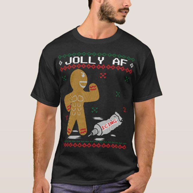 Camiseta Jolly AF Gingerbird Man Body Builder feio (Frente)