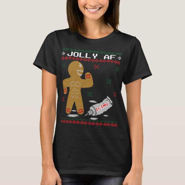 Camiseta Jolly AF Gingerbird Man Body Builder feio (Frente)