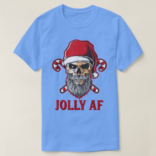 Camiseta Jolly AF Skeleton Santa Hat Candy Crew Feliz Chris (Frente do Design)