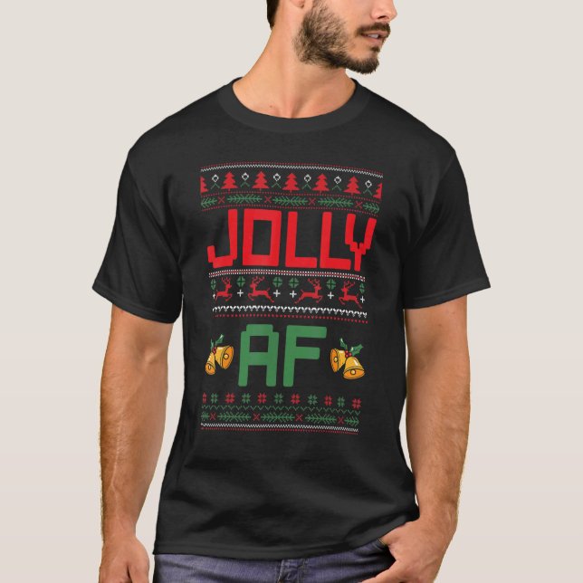 Camiseta Jolly AF Ugly Christmas Pajama  Sweater Xmas Sweat (Frente)