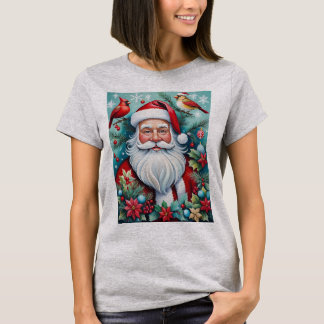 Camiseta Jolly Christmas Santa Clause And Cardinals 