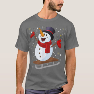 Camiseta Jolly Christmas Snowman Sledim Tobogganing Winte