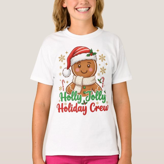 Camiseta Jolly Holiday Crew Festive Cookie Design (Frente)