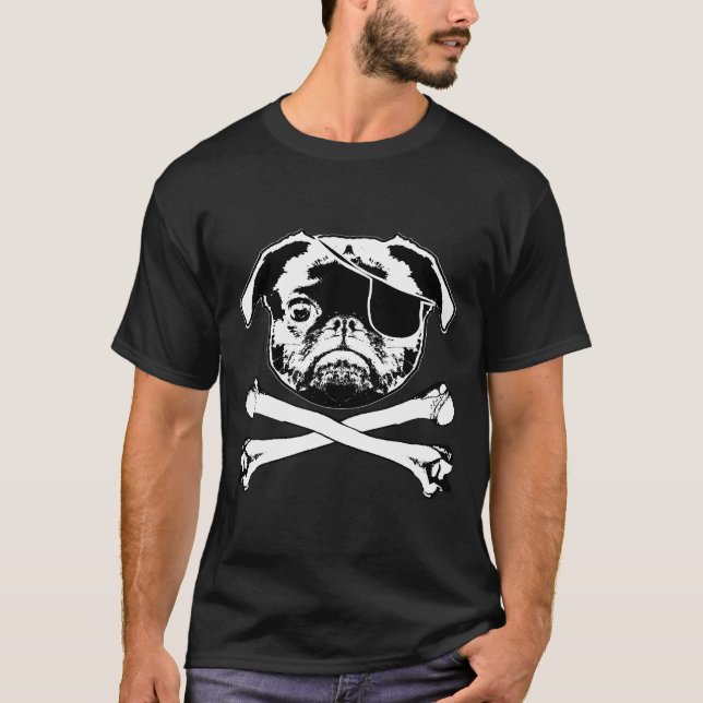 Camiseta Jolly Pugger Pirata Pug Clássico  507 (Frente)