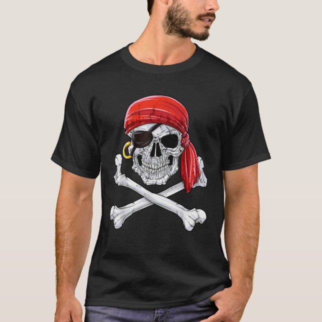 Camiseta Jolly Roger Flag Skull Crossbones T shirt Pirate S (Frente)